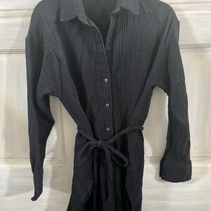 Abercrombie & Fitch Gauze Button-Up Tie-Waist Coverup